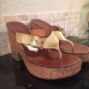 Michael Kors gold slip on chunky platform sandal